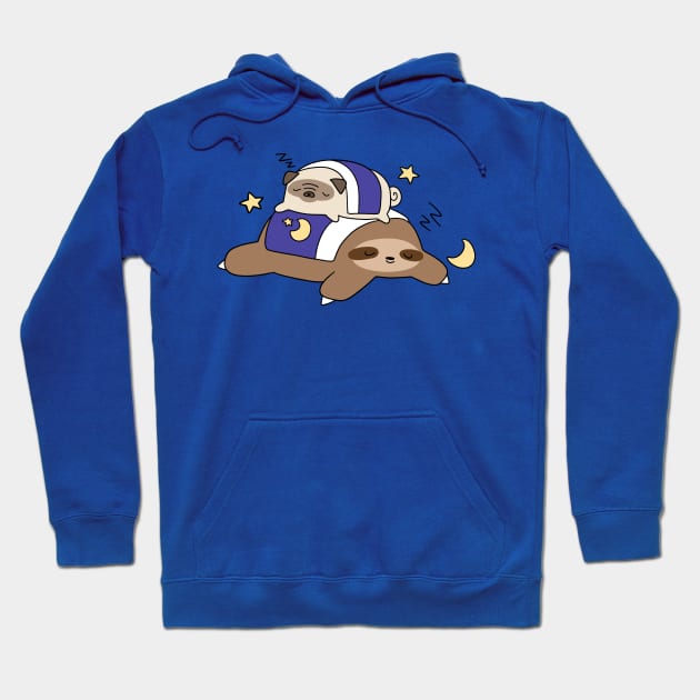 Sleepy Pug and Sloth Hoodie by saradaboru